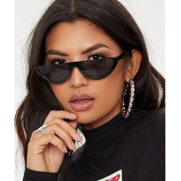 Half Frame Sunglasses Women's‎ Fashion Statement Sunglasses Trendy Street Wear - Picture 1 of 6